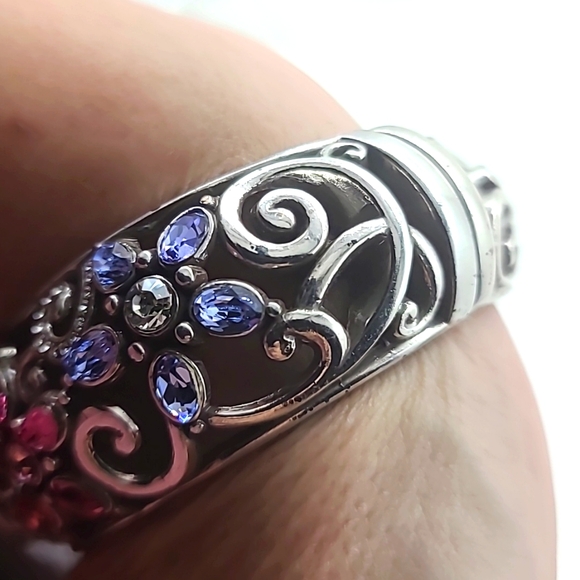 Brighton "GARDEN OF DREAMS" Pink/Purple Swarovski Crystal Floral Hinged Bangle! - Picture 13 of 15
